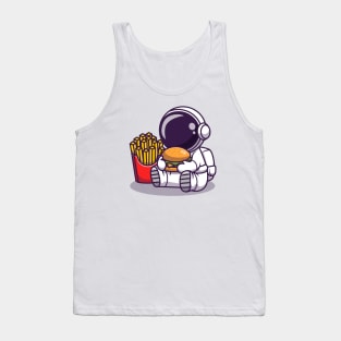 Cute Astronaut Eat Burger With French Fries Tank Top